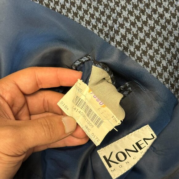 Konen Munchen Houndstooth Blazer Wool Cashmere Sport Coat Blue 42R - Picture 13 of 13